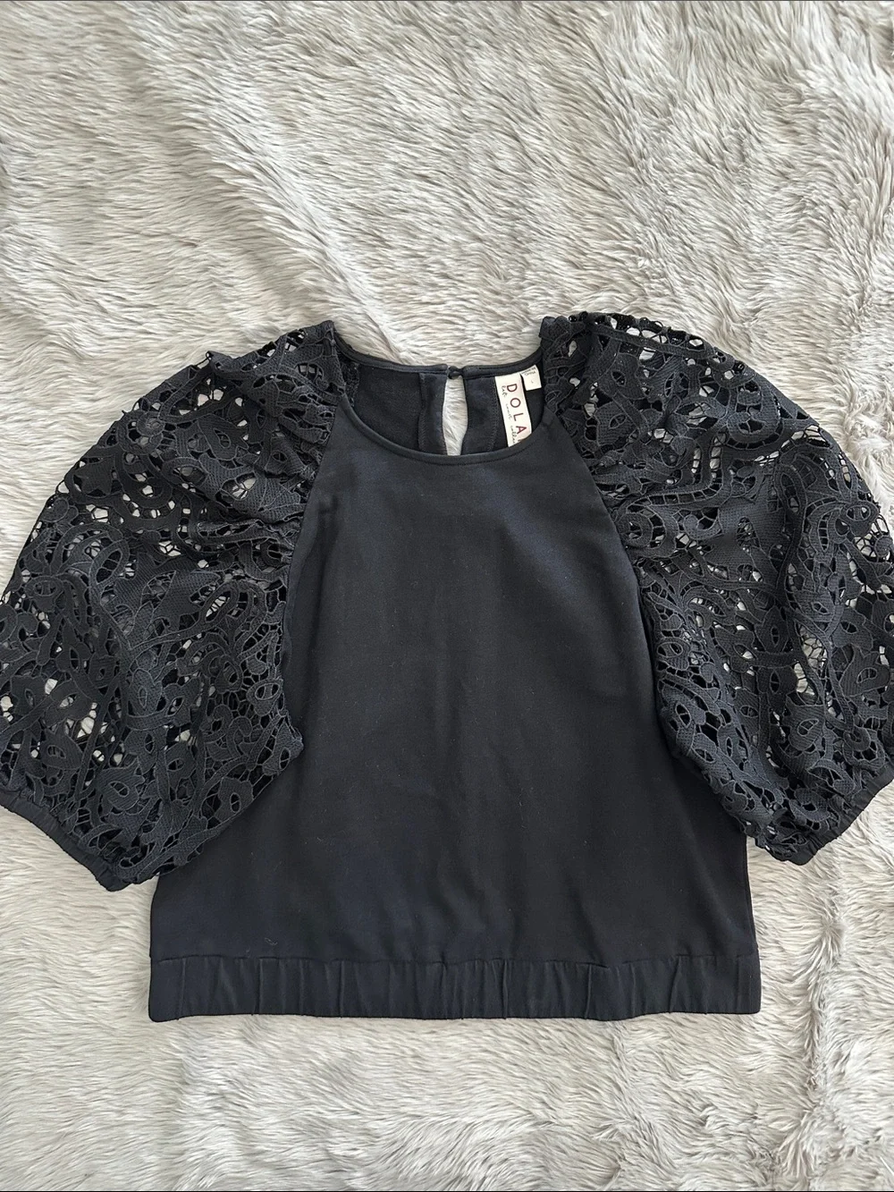 Anthropologie DOLAN Lace Puff Sleeve Crop Top